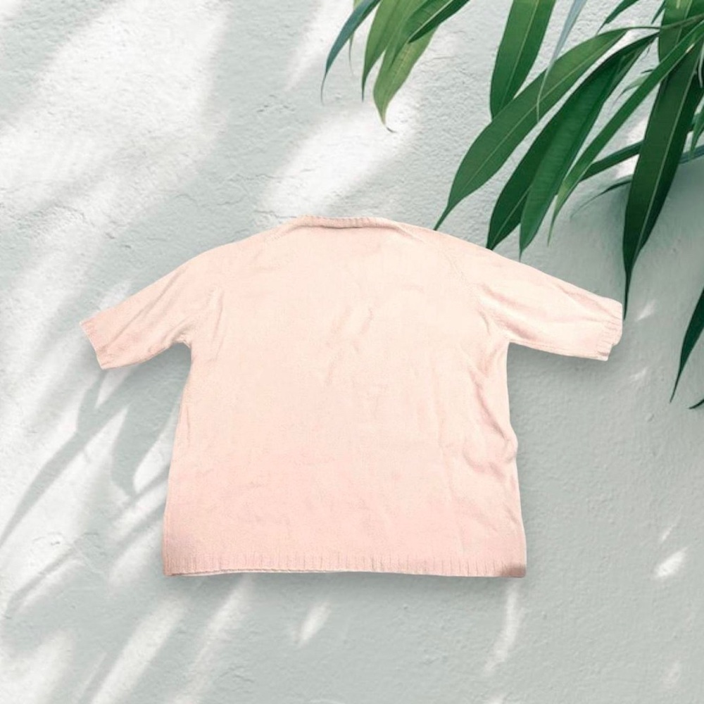 Vtg 90s Short Sleeve Pink Cashmere Sweater